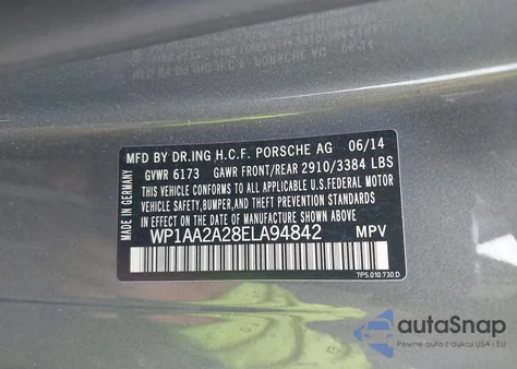 2014 Porsche Cayenne Platinum Edition из США, поврежденный, VIN WP1AA2A28ELA94842